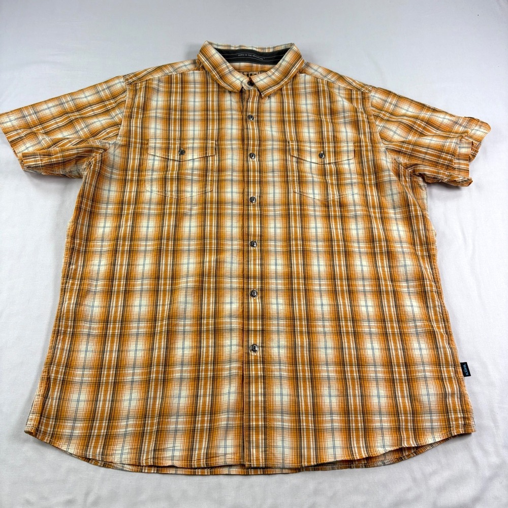 Kuhl‎ Shirt Mens XL Orange Plaid Mountain Grown Button Up Outdoor Hiking Camp